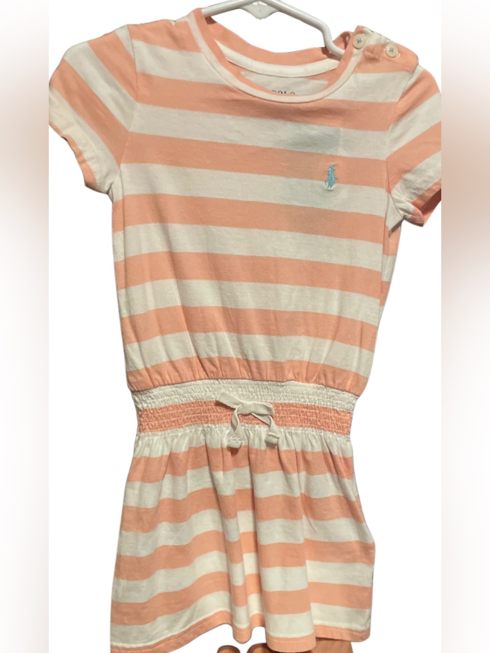 Ralph Lauren Peach & Cream Striped Knit Dress for Girls 2T